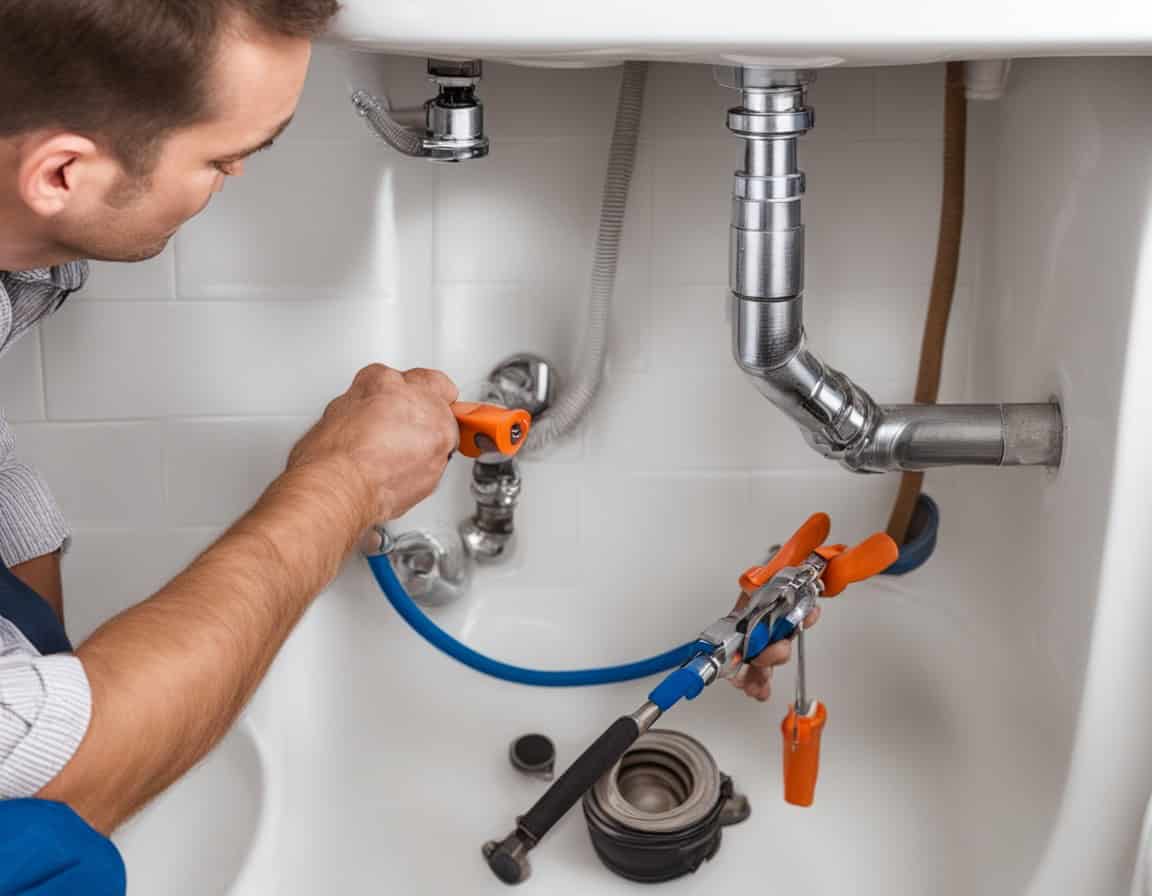 plumber fixing drain blockages