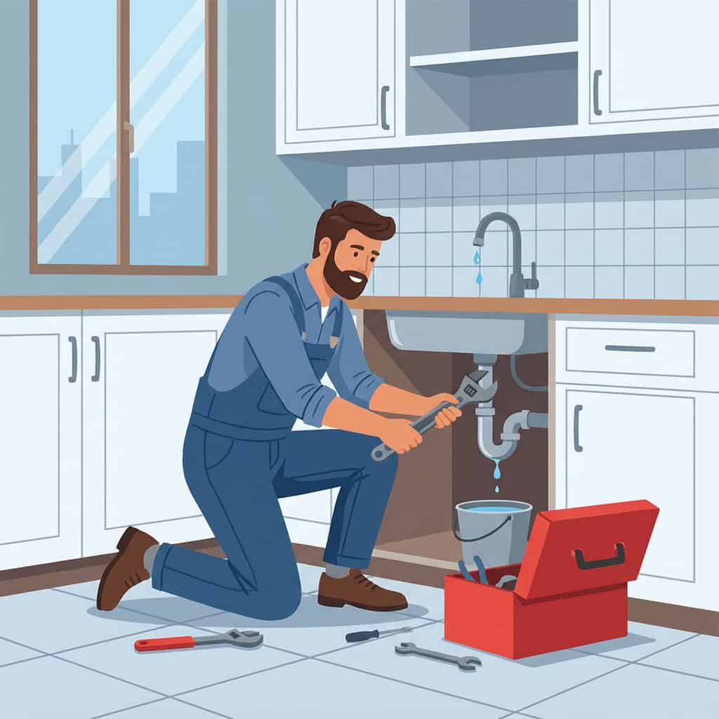 A local Plumber fixing a sink